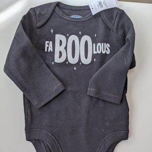 NWT Old Navy Black "FaBOOlous" Onesie 3-6m
